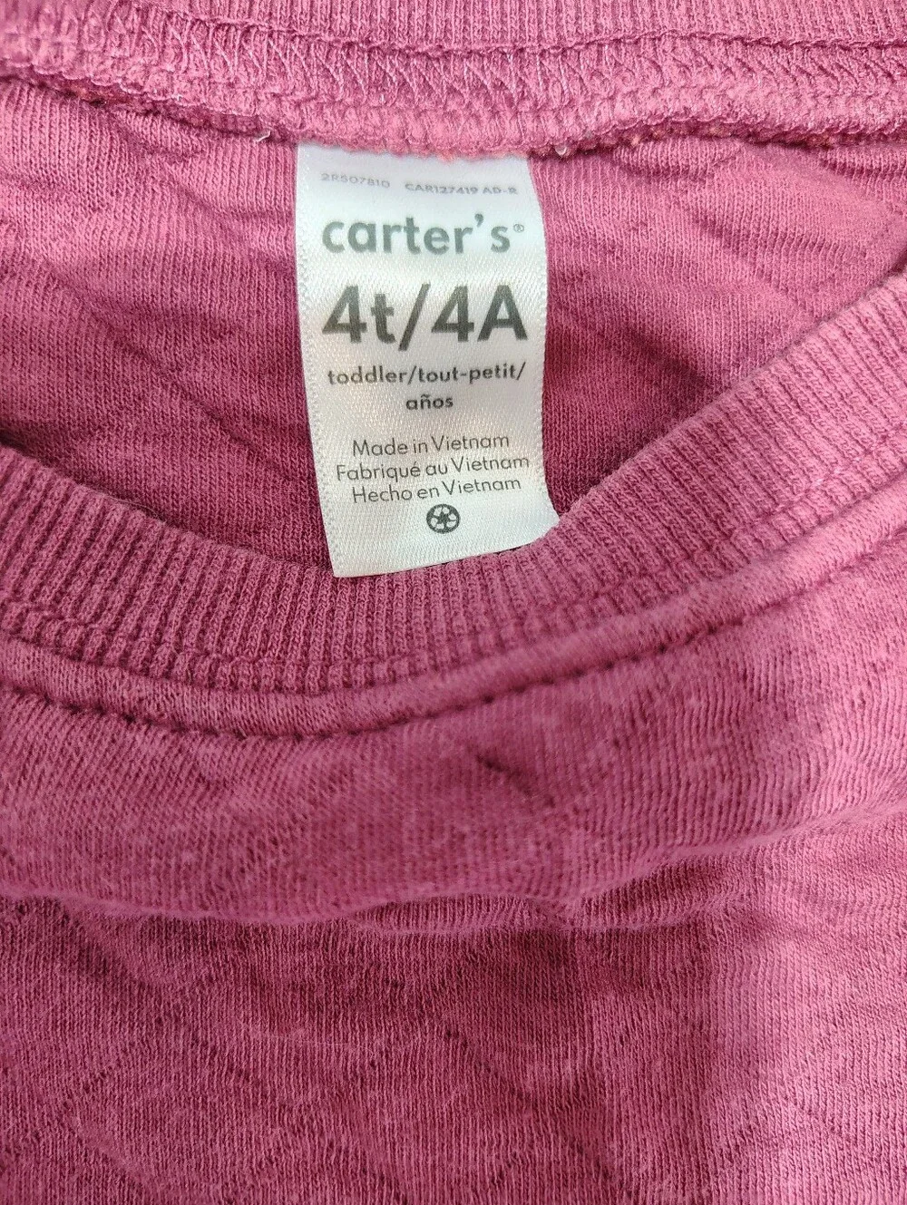 Carter’s Toddler Girl 2 Piece Pink Quilted Pullover Horse Flare Leggings Set 4T